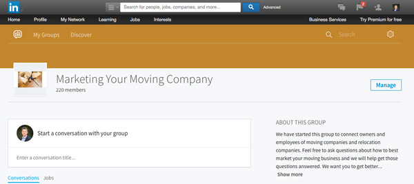 linkedin moving company groups
