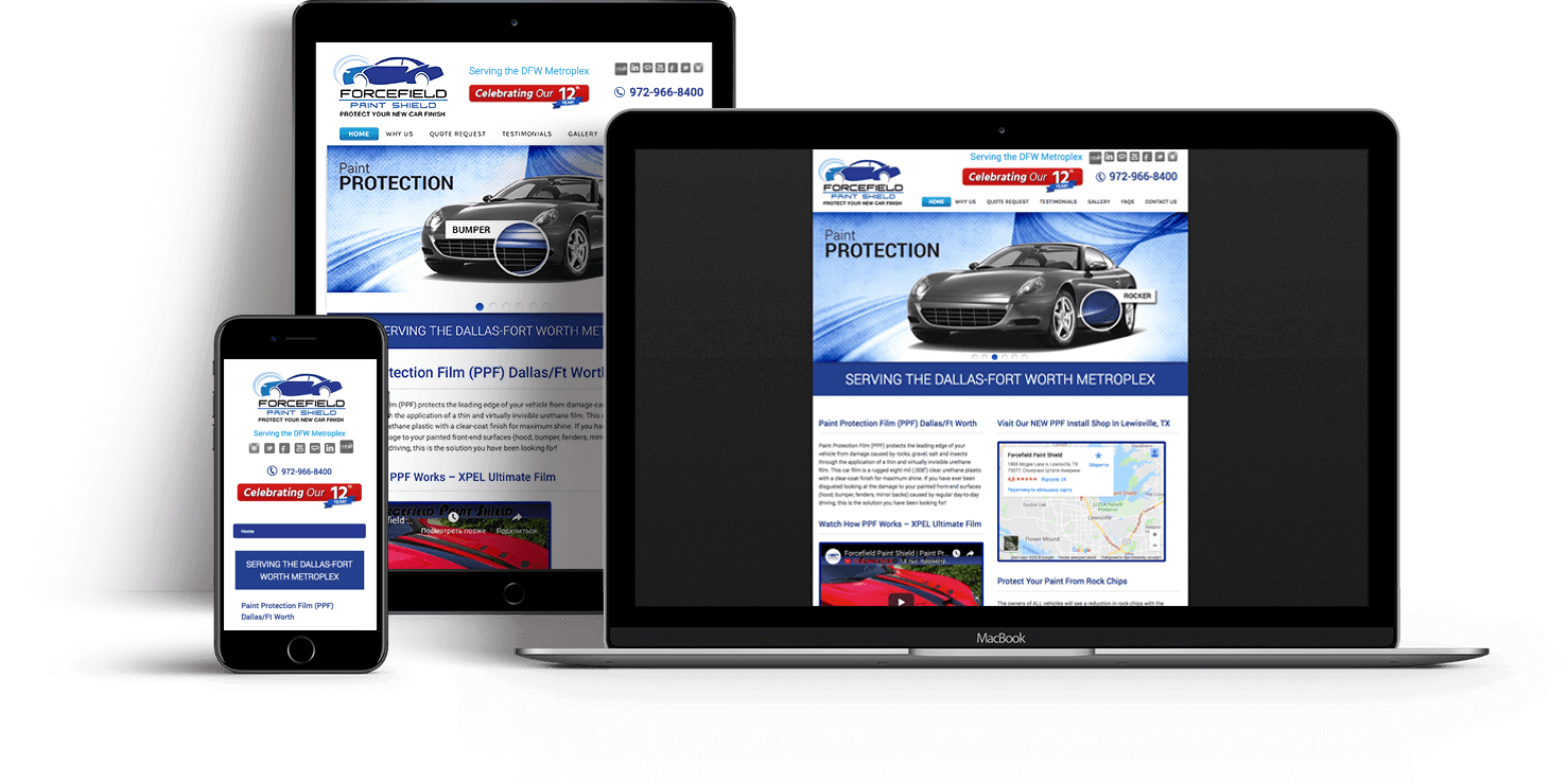 Image of mobile responsive website design for automotive company