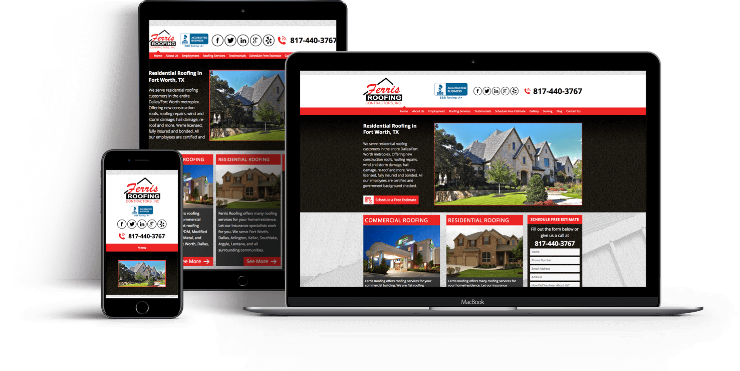 Roofing company mobile responsive website