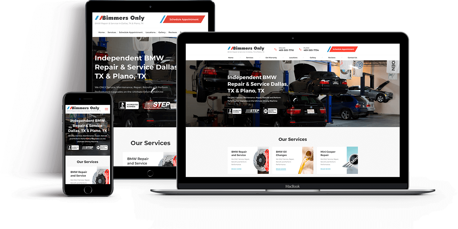 Image of mobile website for an auto repair company
