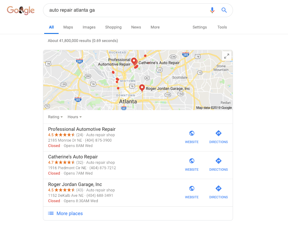 Auto Repair Local SEO in Google