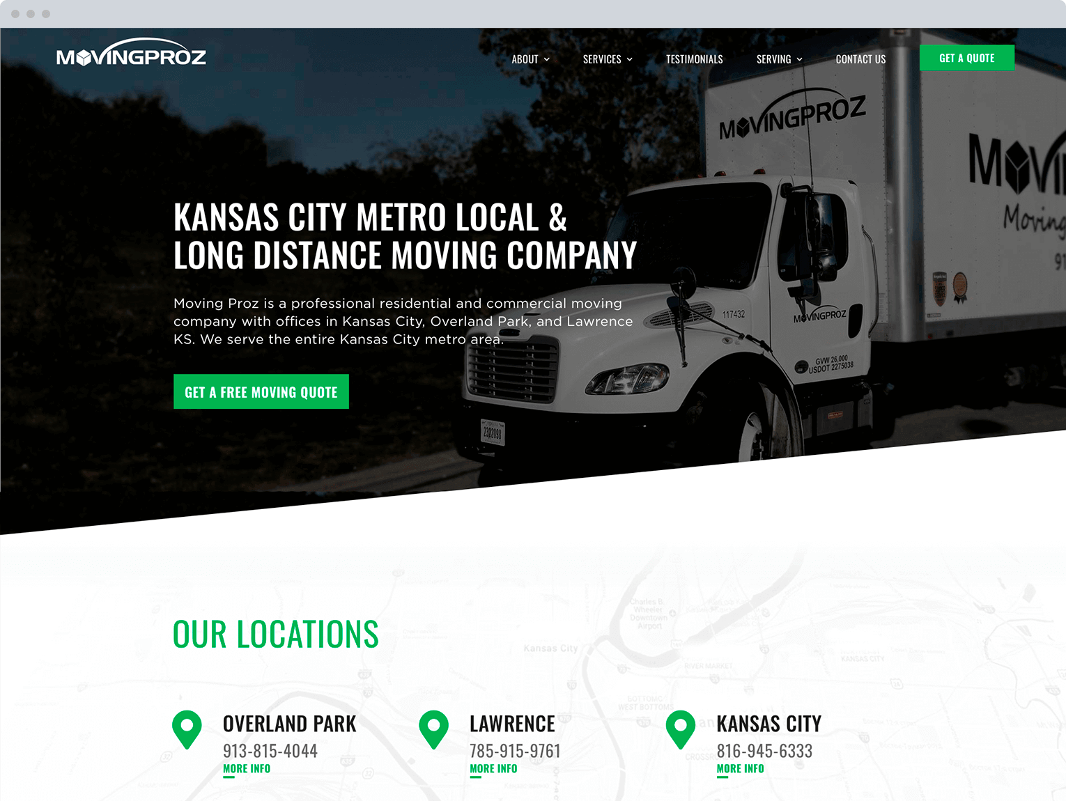 Moving company SEO home page