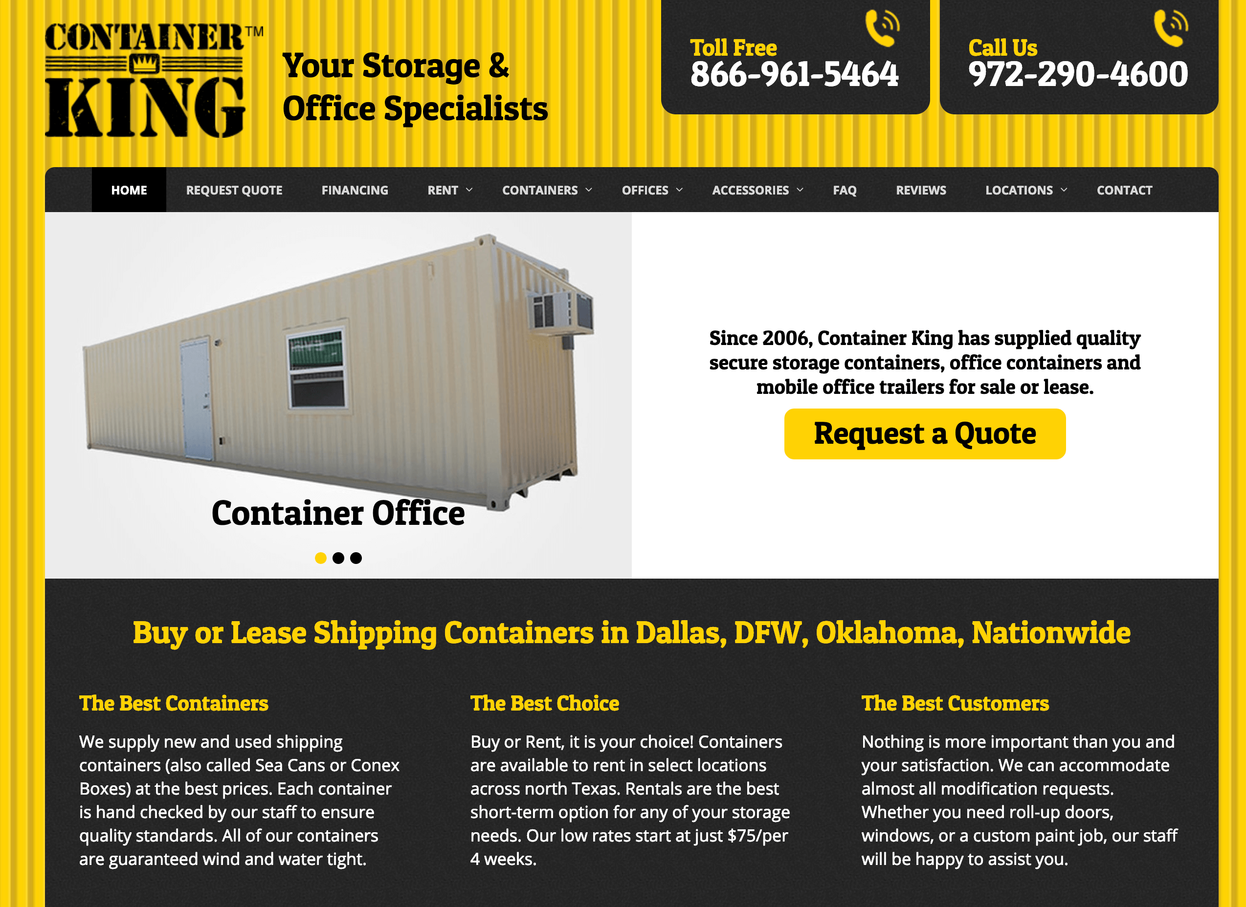 SEO Optimized Home Page for Shipping Container Company