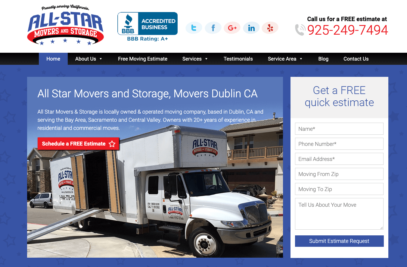 Custom Website for Moving Company