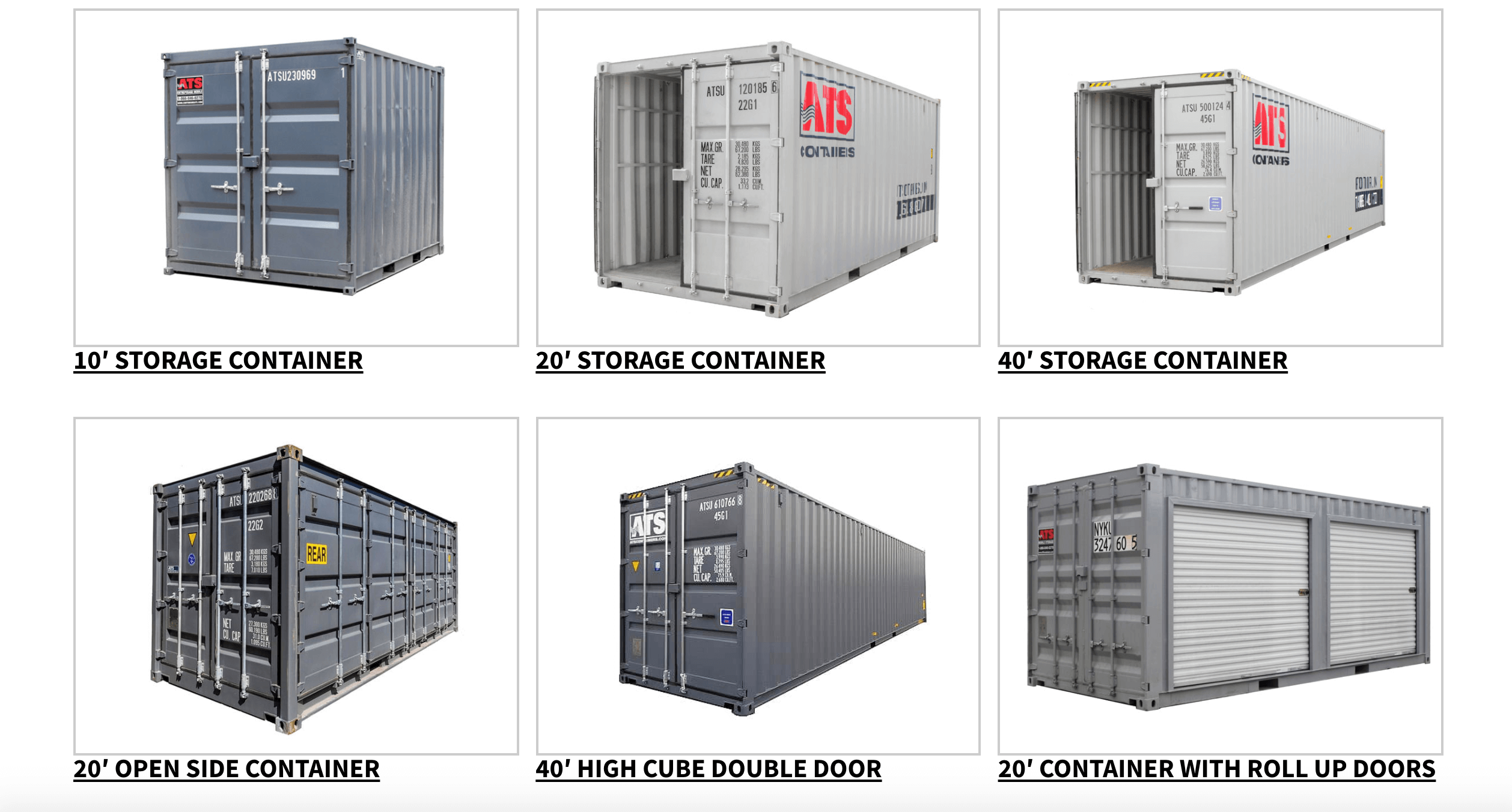Inventory list of shipping containers