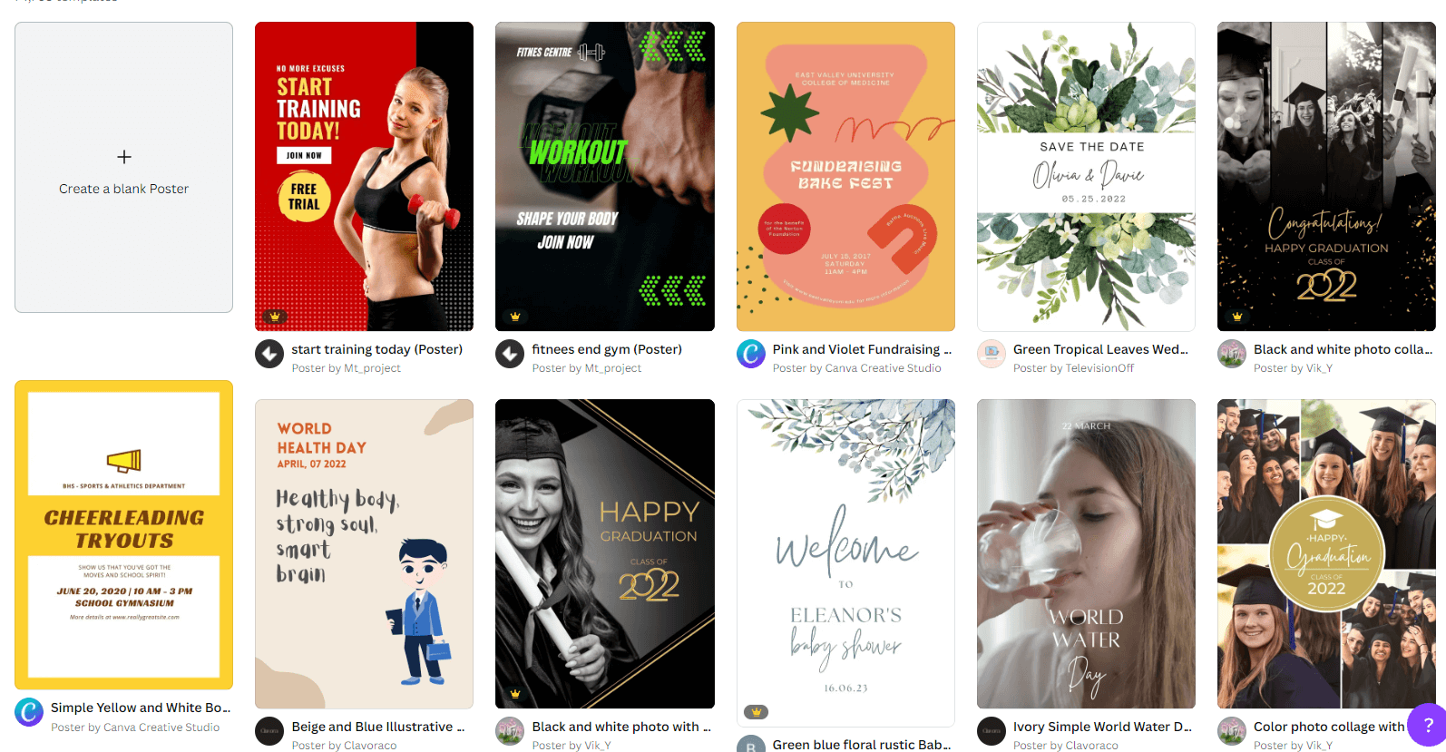 poster templates in canva